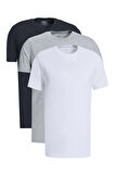 Slim Fit Bisiklet Yaka 3'lü %100 Pamuk Tişört Paketi