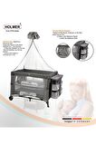 Holmer Coolstyle Anne Yanı Cibinlikli  Oyun Parkı/Park Yatak Gri 70x110cm   Aloevera Yatak