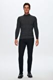 Ds Damat Slim Fit Antrasit Fitilli Pamuk Karışımlı Yarım Balıkçı Dar Kesim Vücudu Saran Triko Kazak 5HF06ORT64100 5HF06ORT64100