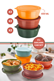 6 Adet Kapaklı Kahvaltılık Saklama Kabı 400 ml, Çok Amaçlı Yuvarlak Kase Çerezlik Set (6x400ml)