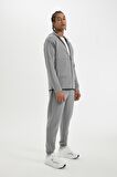 DeFactoFit  Slim Fit Dar Kesim Kapüşonlu Skuba Dalgıç Kumaş Fermuarlı Sporcu Sweatshirt A6956AX24AUGR490