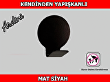 ARDİNİ KENDİNDEN YAPIŞKANLI BORNOZ HAVLU ASKISI YUVARLAK MAT SİYAH 4'LÜ
