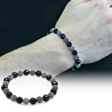 Fasetalı Oniks Metal Kombinli Küre Kesim Doğaltaş Bileklik