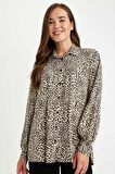 DeFacto Relax Fit Leopar Desenli Uzun Kollu Gömlek D1078AX24AUER37