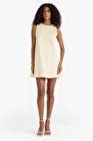 Bisiklet Yaka Keten Görünümlü Kolsuz Mini Elbise