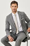 Erkek Gri Slim Fit Dar Kesim Desenli Takım Elbise