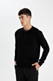 DeFacto Standart Fit Normal Kesim Polo Yaka Yumuşak Dokulu Premium Triko Kazak D0454AX24AUBK27