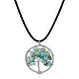 Hayat Ağacı Tasarım Zarif İp Zincirli Amazonit Doğaltaş Kadın Kolye