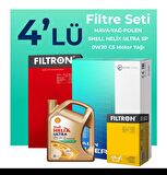 Filtron Toyota Corolla 1.6 Filtre Bakım Seti Shell Motor Yağlı (2019-2022) 4 Lü