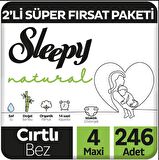 Sleepy Natural 4 Numara Maxi 3x82'li Cırtlı Bez