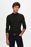 Ds Damat Slim Fit Haki Fitilli Pamuk Karışımlı Yarım Balıkçı Dar Kesim Vücudu Saran Triko Kazak 5HF06ORT64100 5HF06ORT64100
