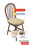 XPERMATE StandartFit Oval Sandalye Minderi Fermuarlı Yıkanabilir Kılıf Bağcıklı Su ve Yağ İtici 42x42x5 Bej