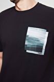 Oversize Siyah Baskılı %100 Pamuk T-shirt 2EC14ORT05210