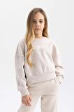 DeFacto Kız Çocuk Relax Fit Bisiklet Yaka Baskılı Kalın Sweatshirt B4675A823WNGR54