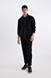 DeFacto Comfort Regular Fit Rahat Kalıp Dik Yaka Fermuarlı Sweatshirt A5276AX24SPBK81