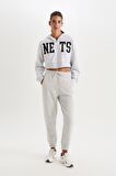 DeFactoFit NBA Brooklyn Nets Crop Kalın Fermuarlı Sweatshirt D2362AX24AUGR379