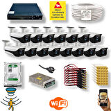 15 Kameralı Set - Hareket Algılayan Gece Görüşlü 4 Array Ledli 5MP Sony Lensli 1080P Metal Kasa Güvenlik Kamerasi Seti 3004