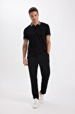 Slim Fit Kıvrılmaz Polo Yaka Kol Bantlı Pamuklu Tişört