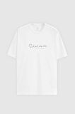 Oversize Beyaz Baskılı %100 Pamuk T-shirt 2EC14ORT05211
