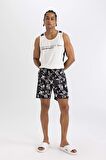 DeFactoFit Regular Fit Baskılı Esnek Dokulu Diz Boyu Sporcu Deniz Şortu B5994AX24HSBK81