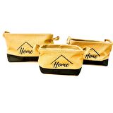 Home Jüt Hasır Ev Düzenleyici Mutfak Banyo Salon Sepeti Katlanır Sıvı Korumalı Üçlü Set