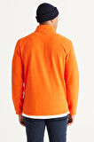 Erkek Turuncu Anti-pilling Tüylenme Yapmayan Standart Fit Bato Yaka Soğuk Geçirmez Polar Sweatshirt