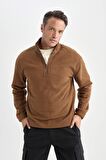 DeFacto Relax Fit Dik Yaka Fermuarlı Polar Sweatshirt D2688AX24AUBN164