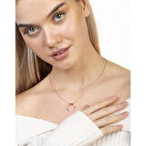 Tesbihane Multi Renk Zirkon Taşlı Hilal Tasarım Rose Renk 925 Ayar Gümüş Kadın Kolye