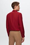 Ds Damat Slim Fit Bordo Armürlü Yarım İtalyan Yaka Pamuklu Gömlek 8HC02ORT13288 8HC02ORT13288