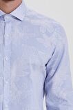 Desenli Slim Fit Mavi Gömlek | S
