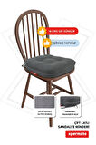 XPERMATE Çift Kat Sandalye Minderi Fermuarlı Yıkanabilir Kılıf Bağcıklı Su ve Yağ İtici 42x42x8 Antrasit