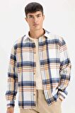 DeFacto Regular Fit Polo Yaka Kareli Flanel Uzun Kollu Gömlek D5835AX24AUER140