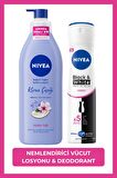 Nivea Kadın Sprey Deodorant Black&White InvisibleClear 150ml,Kiraz Çiçeği Nemlendirici Vücut Losyonu 400ml