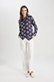 DeFacto Loose Fit Desenli Uzun Kollu Gömlek Tunik T0609AZ24SPNV42