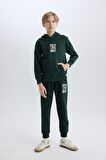 DeFacto Erkek Çocuk Cepli Yazı Baskılı Kapüşonlu Kalın Okul Sweatshirt C7567A824WNGN1214