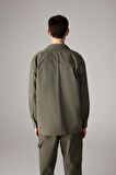 DeFacto Oversize Geniş Kalıp Polo Yaka Twill Uzun Kollu Gömlek Ceket C2896AX24SPKH489