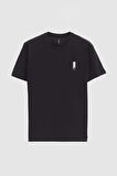 Regular Fit Siyah Baskılı %100 Pamuk T-shirt 2EC14ORT05213