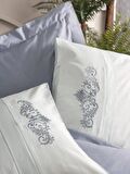 Cotton Box Brode Nakışlı Çift Kişilik Saten Nevresim Takımı Bianna Gri