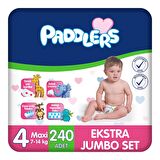 Paddlers Bebek Bezi 4 Numara Maxi 240 Adet (7-14 Kg) Ekstra Jumbo Set