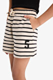 DeFacto Kız Çocuk Beli Lastikli Çizgili Şort A2466A825HSBK81