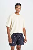 DeFacto Regular Fit Desenli File Astarlı Kısa Boy Deniz Şortu M8328AZ24HSNV100