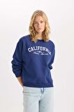 DeFacto Relax Fit Bisiklet Yaka Baskılı Kalın Sweatshirt D6713AX24WNNV42