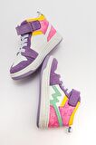 mnpc Unisex Çocuk Lila-Pembe Hakiki Deri Anatomik Sneakers Bot