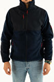 Souris Erkek Lacivert Dar Kalıp Tüylenme Yapmayan Tam Fermuar Softshell Garnili Polar Sweatshirt