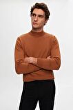 D'S Damat Regular Fit Camel Pamuk Karışımlı Yarım Balıkçı Triko Kazak 5HF06ORT16275