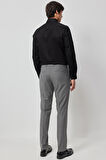 Erkek Gri Slim Fit Dar Kesim Esnek Klasik Pantolon