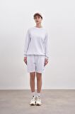 Kadın Oversize Uzun Kol Sweatshirt Şortlu Takım
