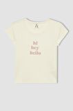 DeFacto Kız Çocuk Slim Fit Dar Kesim Bisiklet Yaka Baskılı Ribana Kısa Kollu Tişört C1433A824SMER136