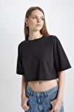 DeFacto Coool Loose Fit Bisiklet Yaka Basic Düz Kısa Kollu Tişört X2381AZ24SMBK81