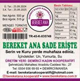 Bereket Ana Sade Erişte 500gr